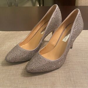 INC International Concepts Gray Rhinestone Pointed-Toe Pumps